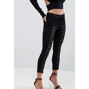 Leggings lace up cut out style biker rock